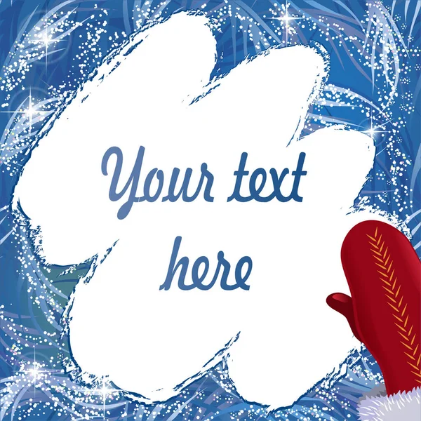 Boşluğu kırmızı eldiven ile temizlenmiş donmuş pencere şeklinde kopyala