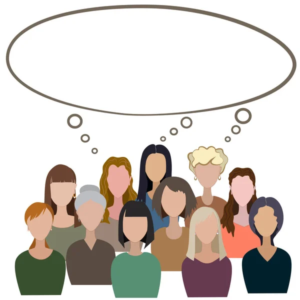 Group Women Have Common Think — Stock Vector