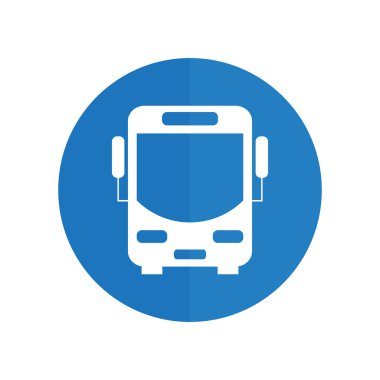 Otobüs vektör simgesi. Mavi kutsal kişilerin resmi