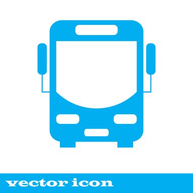 Otobüs vektör simgesi. Mavi kutsal kişilerin resmi