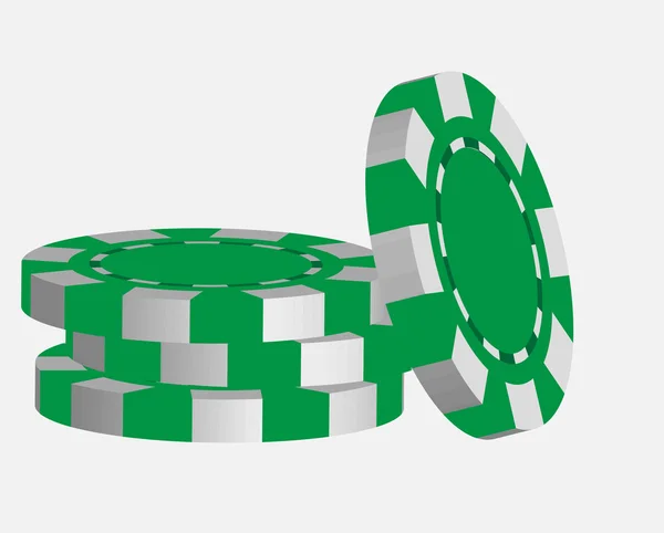 白い背景で隔離の緑のカジノ トークン — ストックベクタ