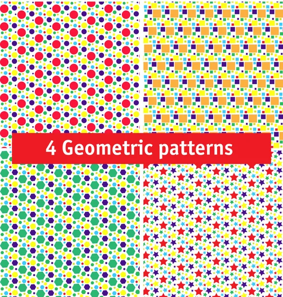 Cuatro patrones geométricos sin costura . — Archivo Imágenes Vectoriales