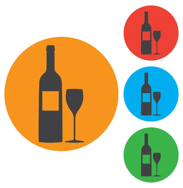 A bottle of wine and a glass vector icon — Stock Vector
