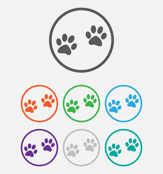 Animal paw prints icons paw, web icon. vector — Stock Vector