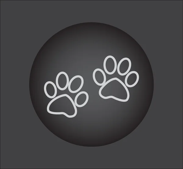 Animal paw prints icons, web icon. black button — Stock Vector