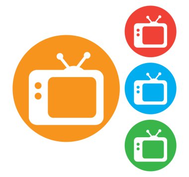 TV vektör simgesi. Retro tv simgesi. Yuvarlak daire düğmeleri