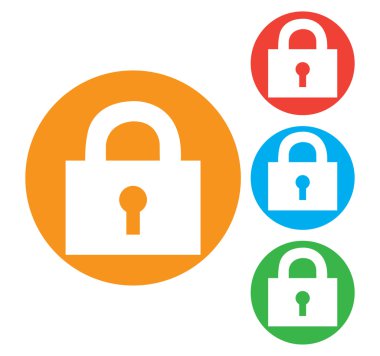 kilit simgesi. Yuvarlak düğmesi koleksiyonu 