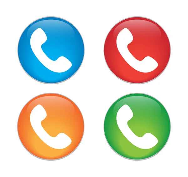 Telephone receiver vector icon. phone icon. Glass Button Icon Set — Stock Vector