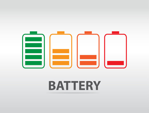 Simple battery icon with colorful charge level