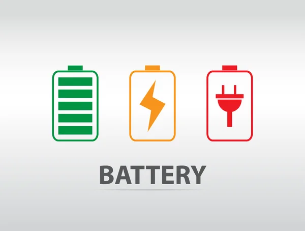 Icône de batterie simple avec niveau de charge coloré — Image vectorielle