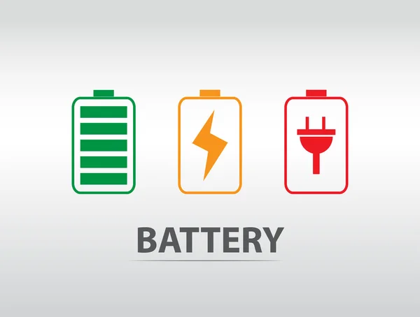 Eenvoudige batterijpictogram met kleurrijke laadniveau — Stockvector