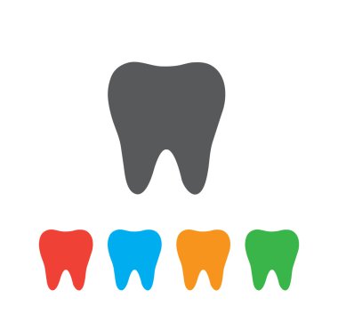Diş simgesi. Yuvarlak düğmesi koleksiyonu 