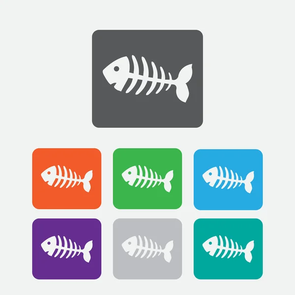 Fish bone, fish skeleton. Round squares buttons — Stock Vector