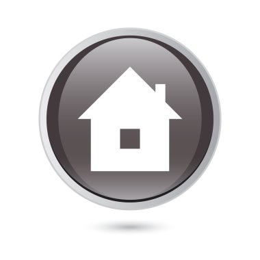 siyah parlak düğme üzerinde ev simgesini