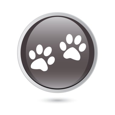 Pençe işareti simgesi. Köpek evcil hayvan adımları sembolü. siyah parlak düğme