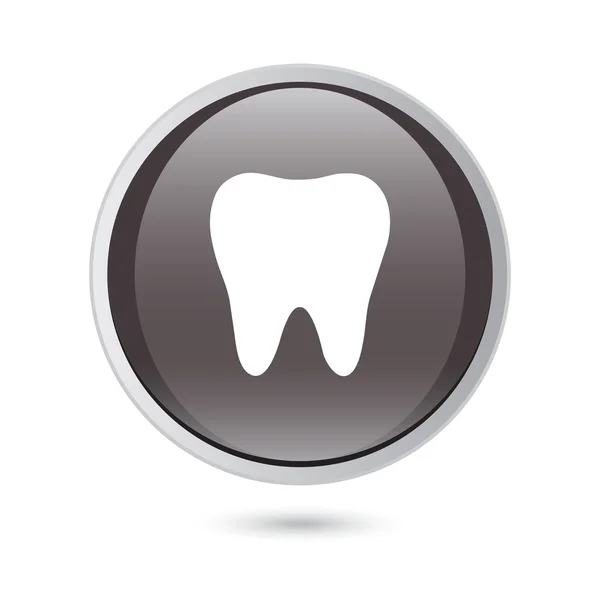 Icono del diente en negro botón brillante — Vector de stock