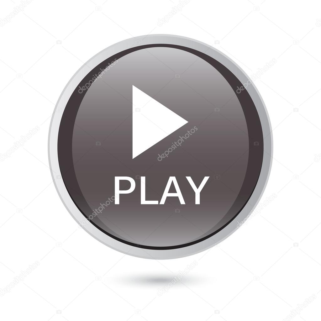 Play icon on black glossy button