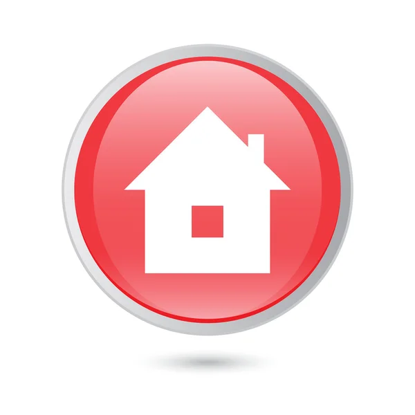 Icono del hogar en el botón rojo brillante — Archivo Imágenes Vectoriales