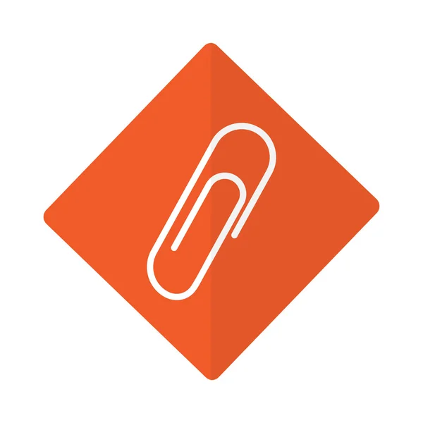Paper clip sign icon. Round squares buttons. Orange flat icon — Stock Vector