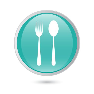 Çatal ve kaşık Icon - Restoran üye, mavi parlak düğme