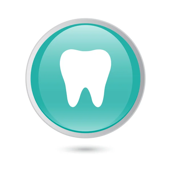 Icono del diente en el botón brillante azul — Vector de stock