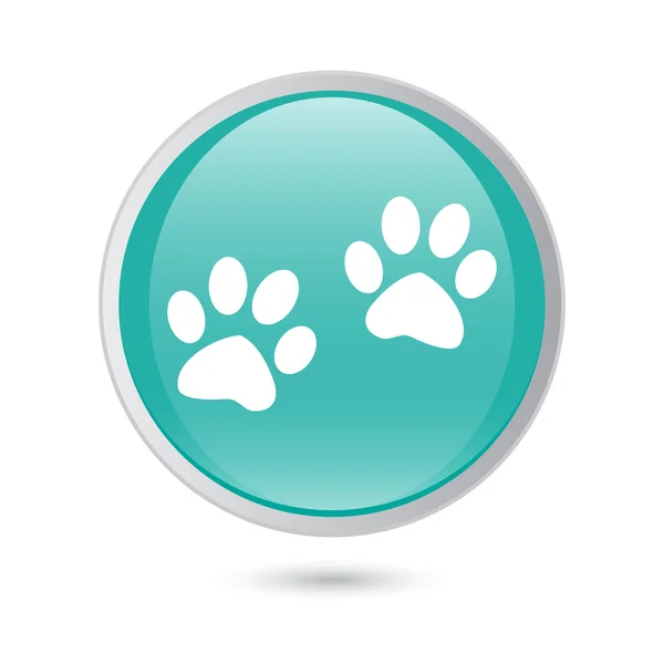 Paw sign icon. Dog pets steps symbol. blue glossy button — Stock Vector