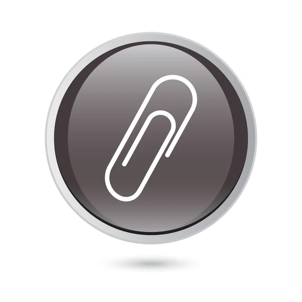 Paper clip sign icon.  black glossy button — Stock Vector