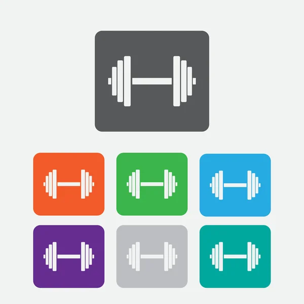 Sports gym equipment. Dumbbell - Vector icon isolated. Round squares buttons. Vector — Stock Vector