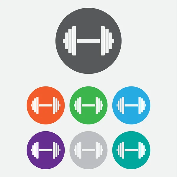 Sports gym equipment. Dumbbell - Vector icon isolated. Round buttons. Vector — Stock Vector