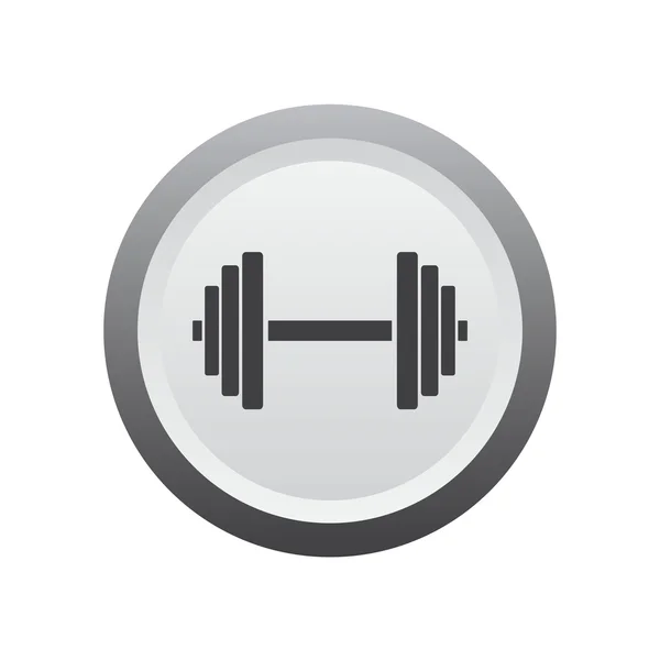 Equipamiento deportivo de gimnasio. Dumbbell - Icono de vector aislado. botón gris — Vector de stock