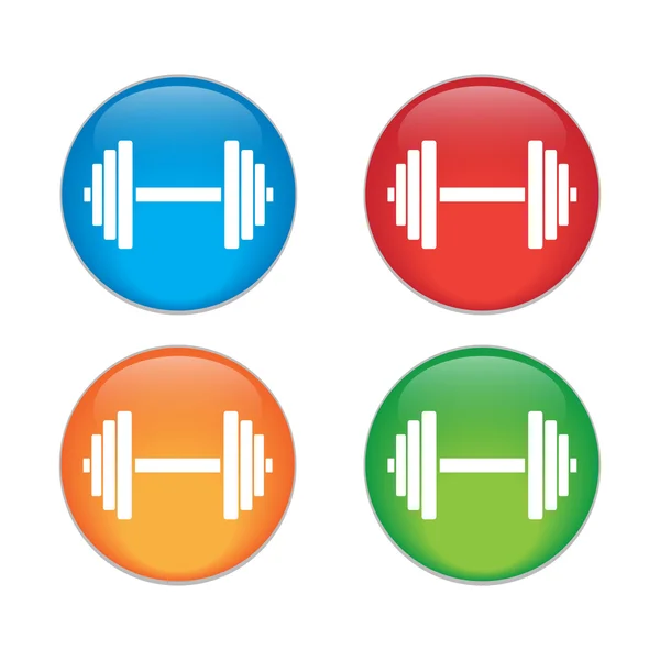 Sports gym equipment. Dumbbell - Vector icon isolated. Glass Button Icon Set — Stock Vector