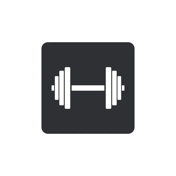 Equipamiento deportivo de gimnasio. Dumbbell - Icono de vector aislado. botón negro — Vector de stock