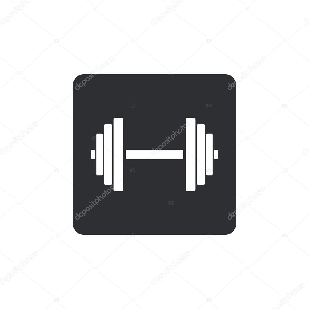 Sports gym equipment. Dumbbell - Vector icon isolated. black button