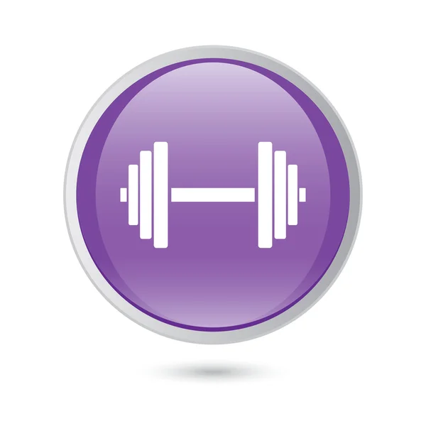 Equipamiento deportivo de gimnasio. Dumbbell - Icono de vector aislado. botón violeta — Vector de stock