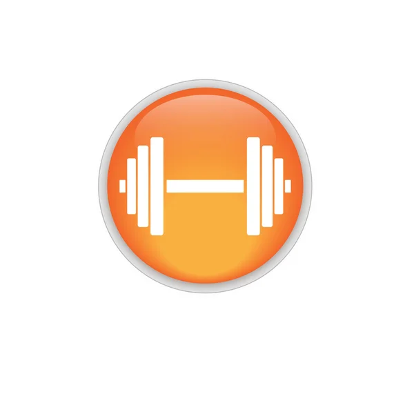 Sports gym equipment. Dumbbell - Vector icon isolated. orange button. — Stock Vector