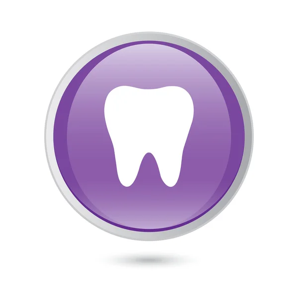 Icono del diente en botón brillante violeta — Vector de stock