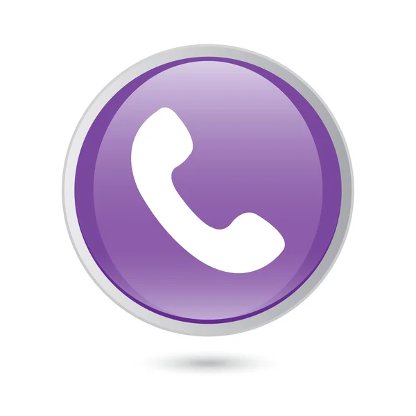 Teléfono receptor icono de vector. Icono violeta. botón brillante negro — Archivo Imágenes Vectoriales