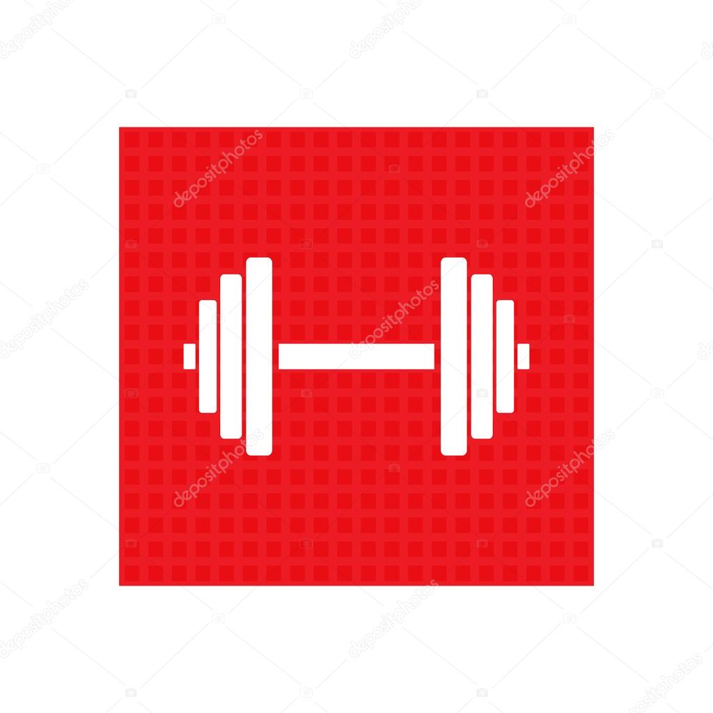 Sports gym Dumbbell Vector icon red square