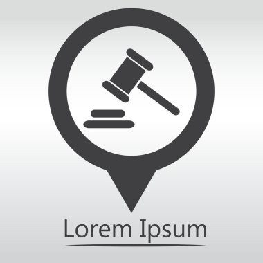 Hammer judge icon. gavel law legal hammer. icon map pin clipart
