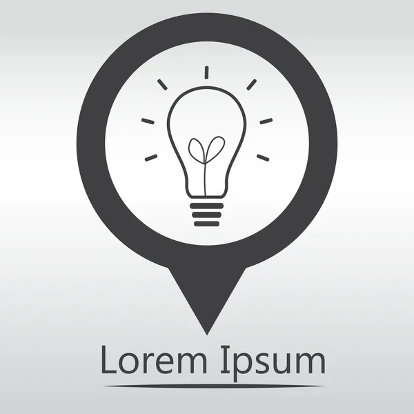 Light bulb vector icon, icon map pin — Stock Vector