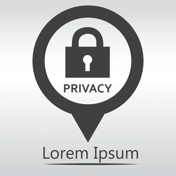Privacy lock icon, icon map pin — Stock Vector