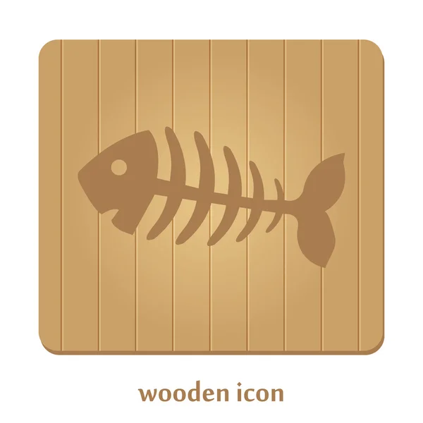 Fish bone, fish skeleton.  wooden icon — Stock Vector