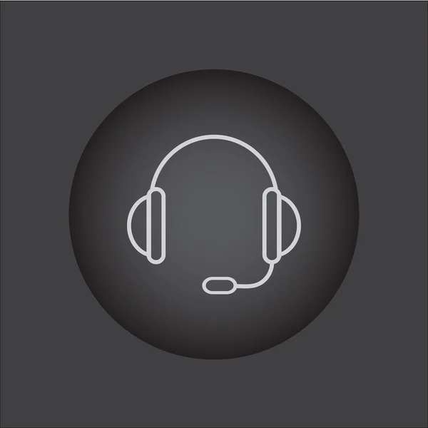 Wsparcie techniczne wektor ikona. zestaw słuchawkowy. czarny przycisk — Wektor stockowy