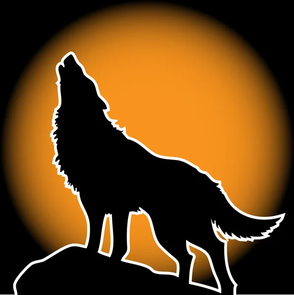 Wolf Howling in the Moonlight — Stockvector