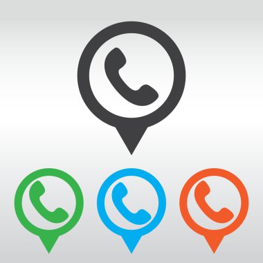 simge telefon işareti. simge harita PIN
