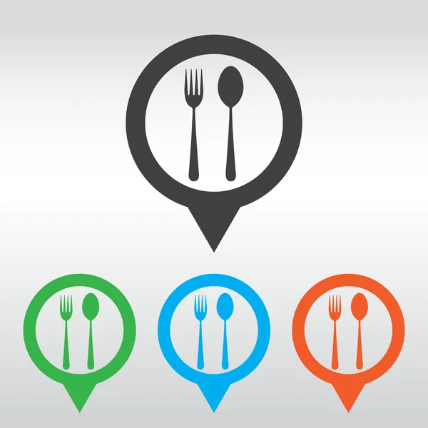 Çatal ve kaşık Icon - Restoran işareti. simge harita PIN