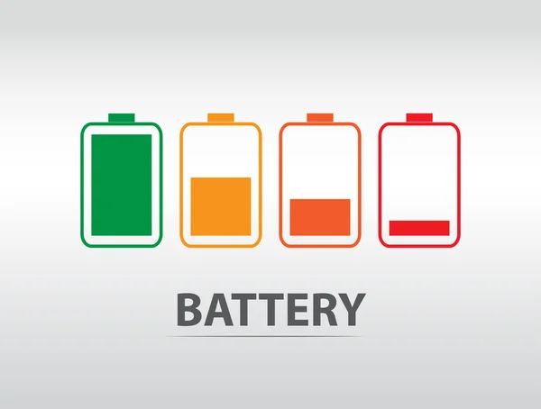 Icône de batterie simple avec niveau de charge coloré — Image vectorielle