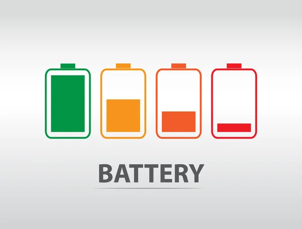 Ícone de bateria simples com nível de carga colorido — Vetor de Stock