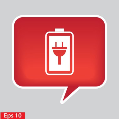 Basit pil simgesi. Pil şarjı. kırmızı parlak düğme