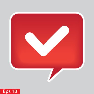 Evet simgesi. kırmızı parlak düğme